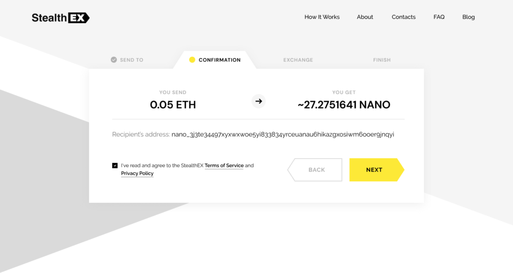 How To Buy Nano Cryptocurrency On StealthEX. Tutorial article. Confirmation Exchange