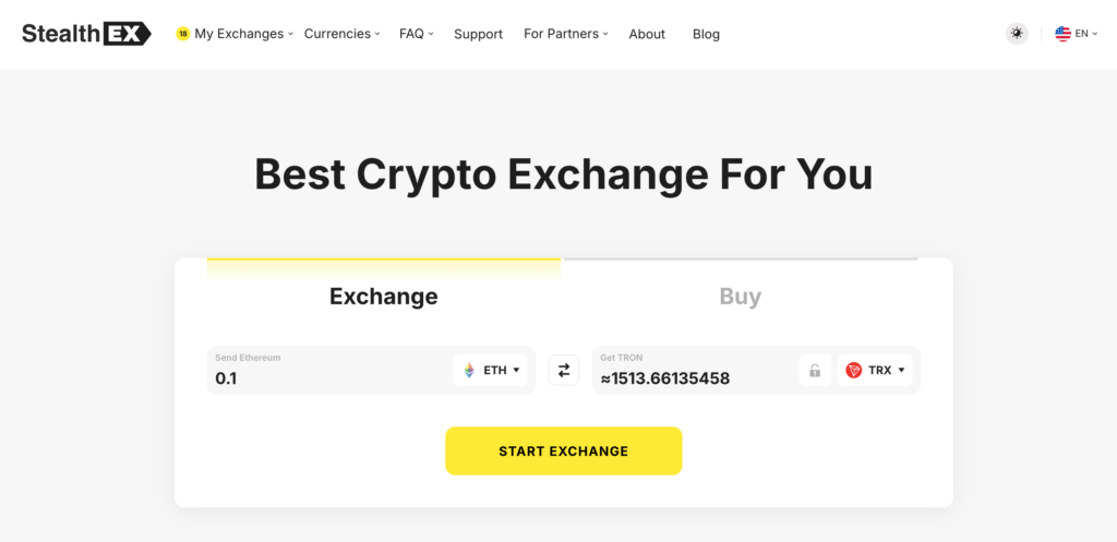 ETH to TRX Crypto Exchange - STEP 1