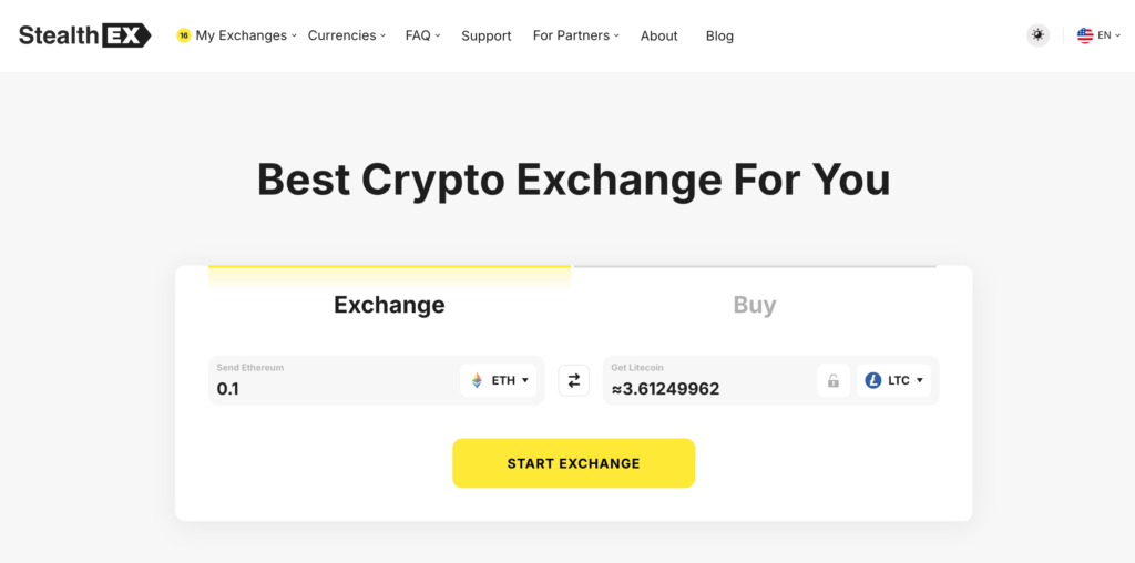 ETH to LTC Crypto Exchange - STEP 1