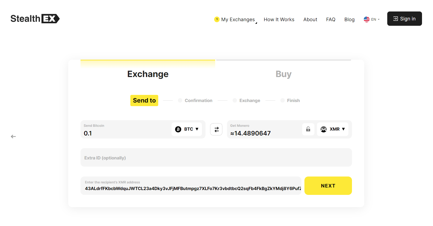 exchanger btc xmr