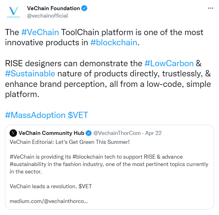 VeChain Sustainability Solution