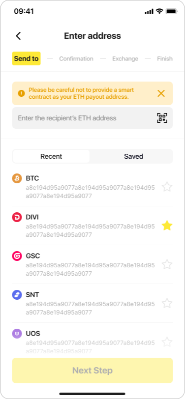 StealthEX Mobile Crypto Exchange App - Exchange Send to (8)