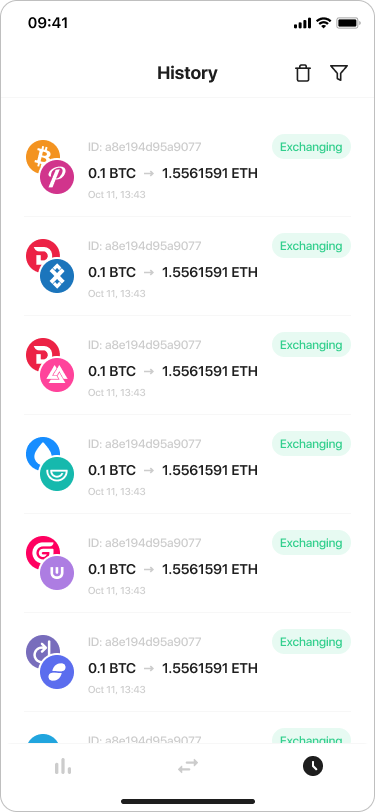 StealthEX Mobile Crypto Exchange App - History (1)