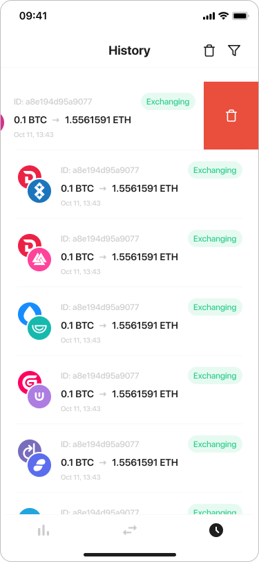 StealthEX Mobile Crypto Exchange App - History Delete (1)