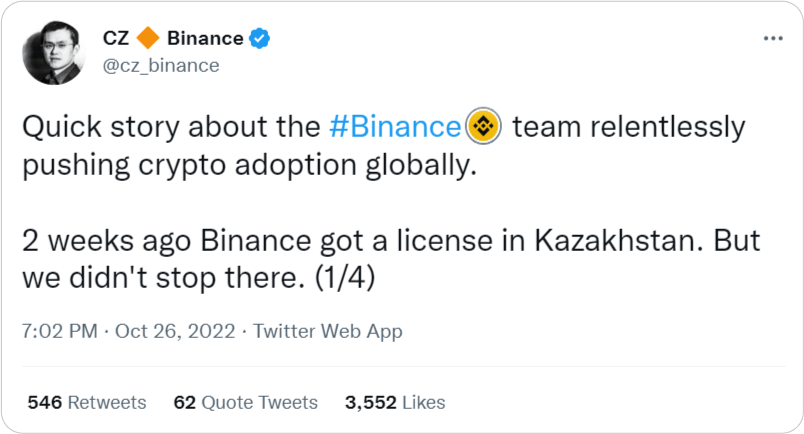 Tenge to Be Accepted by Binance