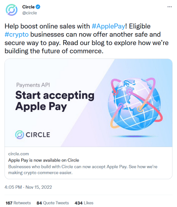 Apple Pay Is Available on Circle