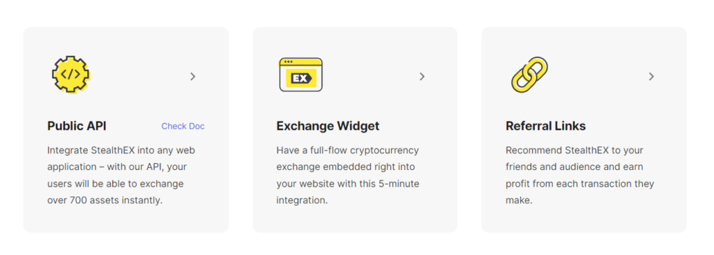 Public API Integration and Exchange Widget