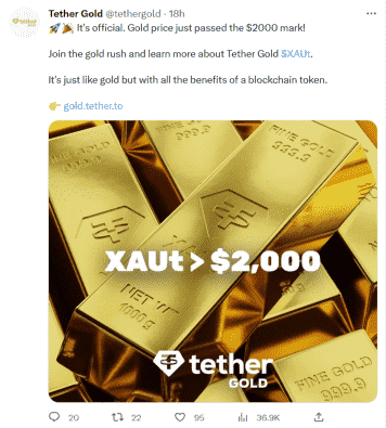 Tether Gold price
