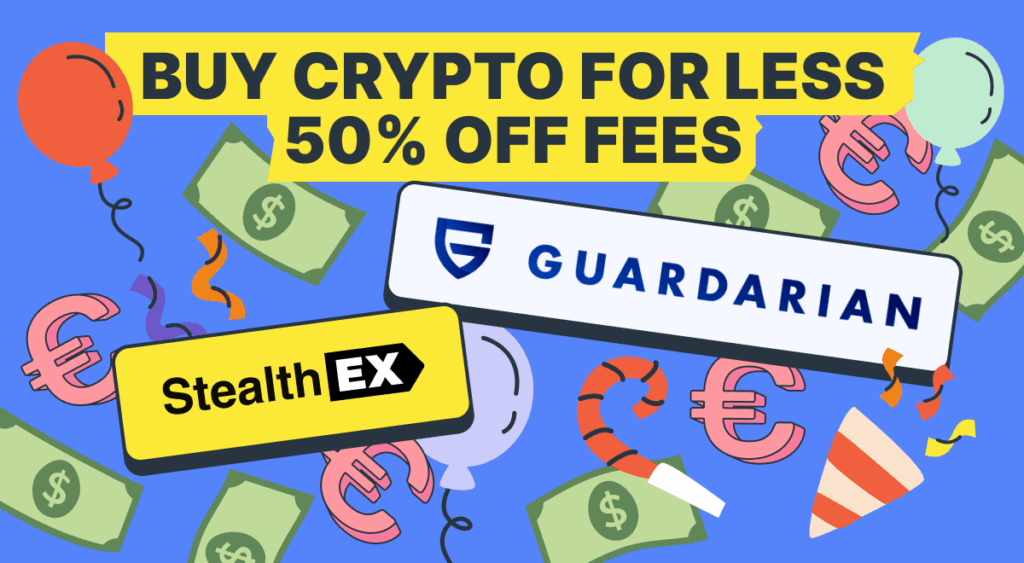Buy Crypto for Less: 50% Off Fees with StealthEX and Guardarian Buy Crypto for Less: 50% Off Fees with StealthEX and Guardarian